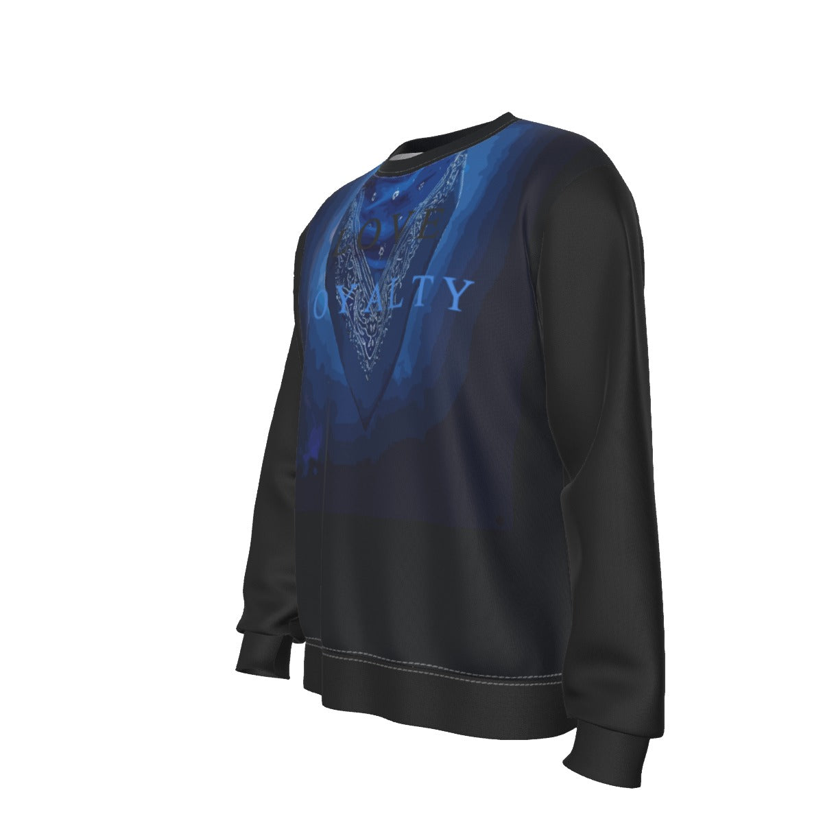 Growth In Pain Apparel "Love and Loyalty" Blue Bandana Print Crewneck Sweatshirt