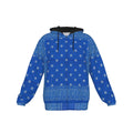 Growth In Pain Apparel Blue Bandana Print Zip Up Hoodie with Front Pocket - Streetwear
