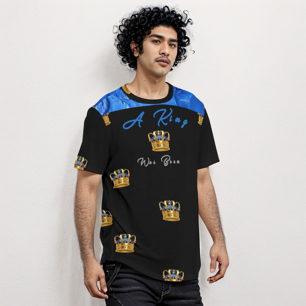 Growth In Pain Apparel Men's Short Sleeve T-Shirt with Rounded Hem - 'A King Was Born' Streetwear Design