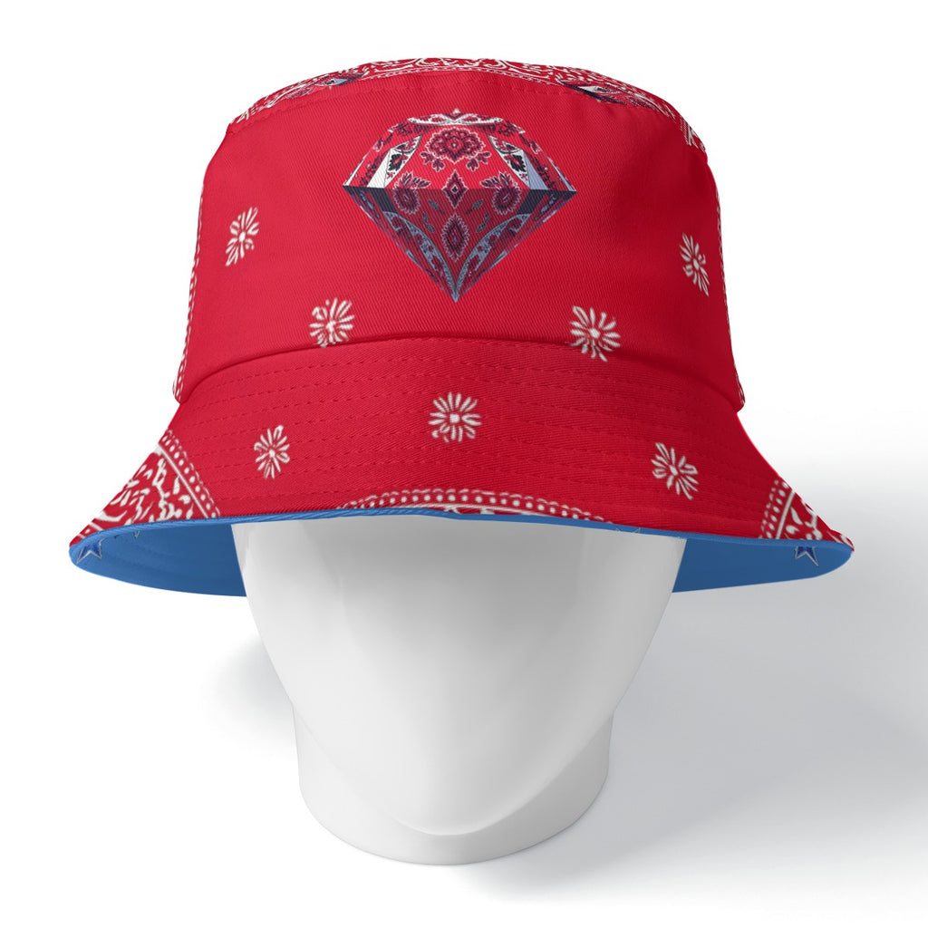 GIP Apparel Double-Side Print Bucket Hat – Blue & Red Reversible Nightlife Style