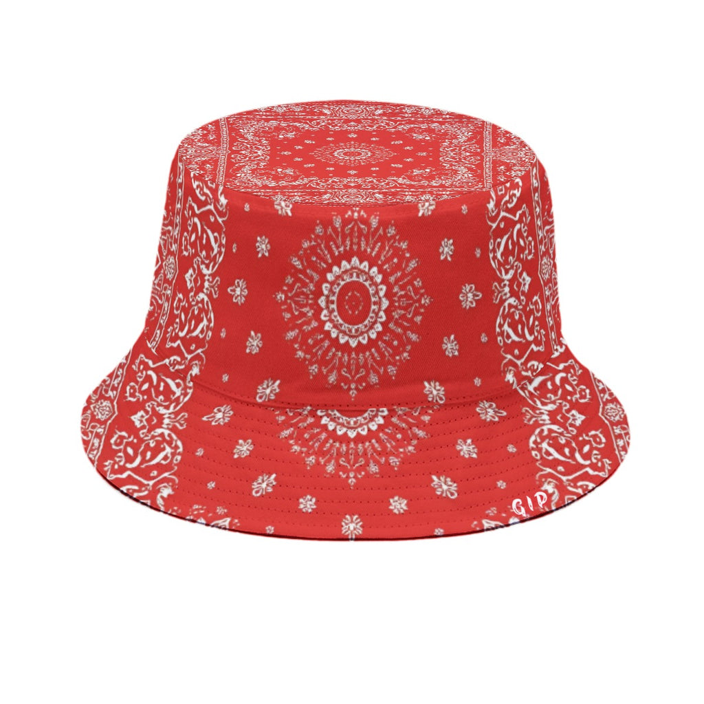 GIP Apparel Red Bandana Print Bucket Hat for Stylish Nightlife & Street Wear