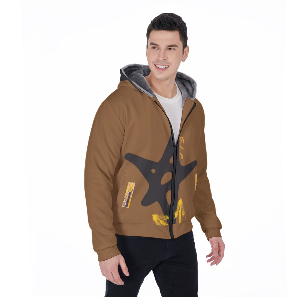 Growth In Pain Apparel Men's Warm Sherpa Fleece Zip Up Hoodie - Thick Winter Sweatshirt with Plush Lining