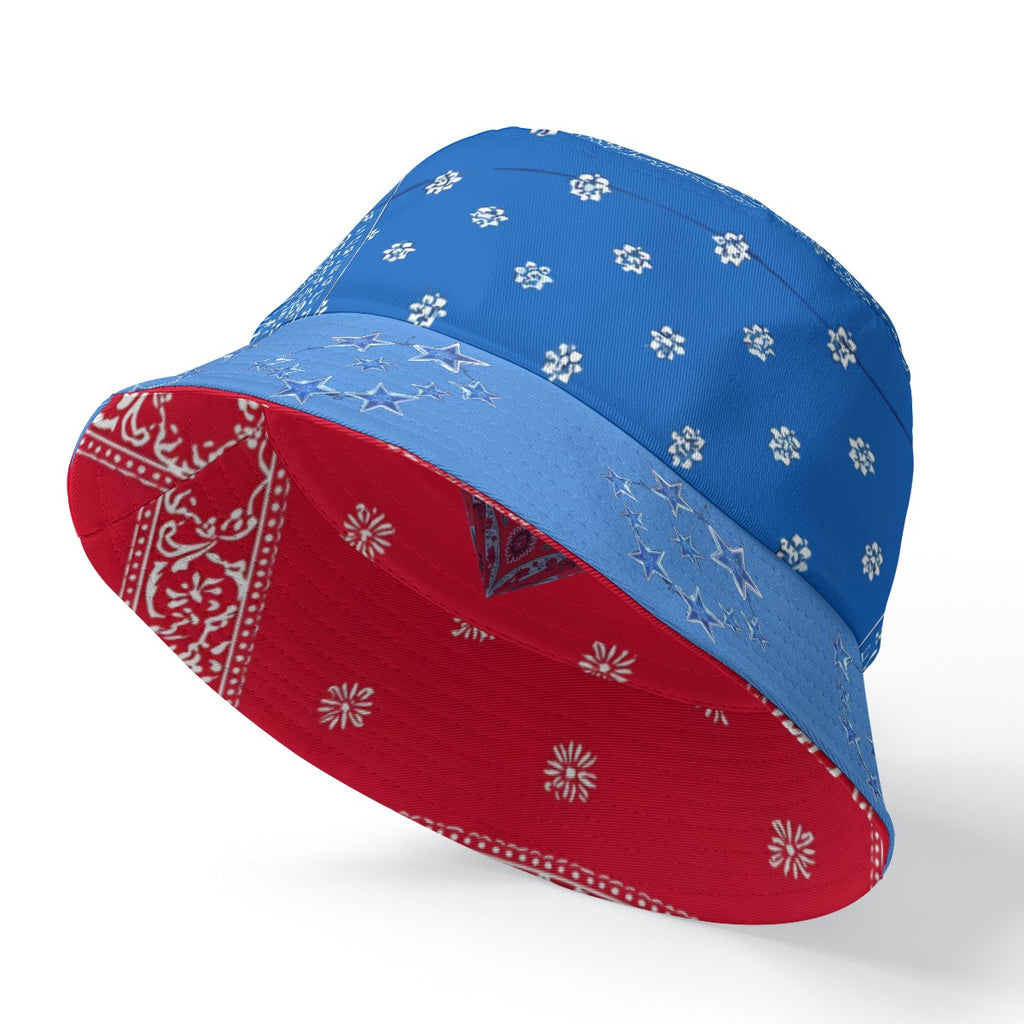GIP Apparel Double-Side Print Bucket Hat – Blue & Red Reversible Nightlife Style
