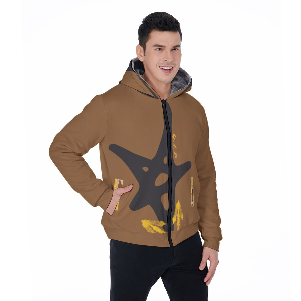 Growth In Pain Apparel Men's Warm Sherpa Fleece Zip Up Hoodie - Thick Winter Sweatshirt with Plush Lining