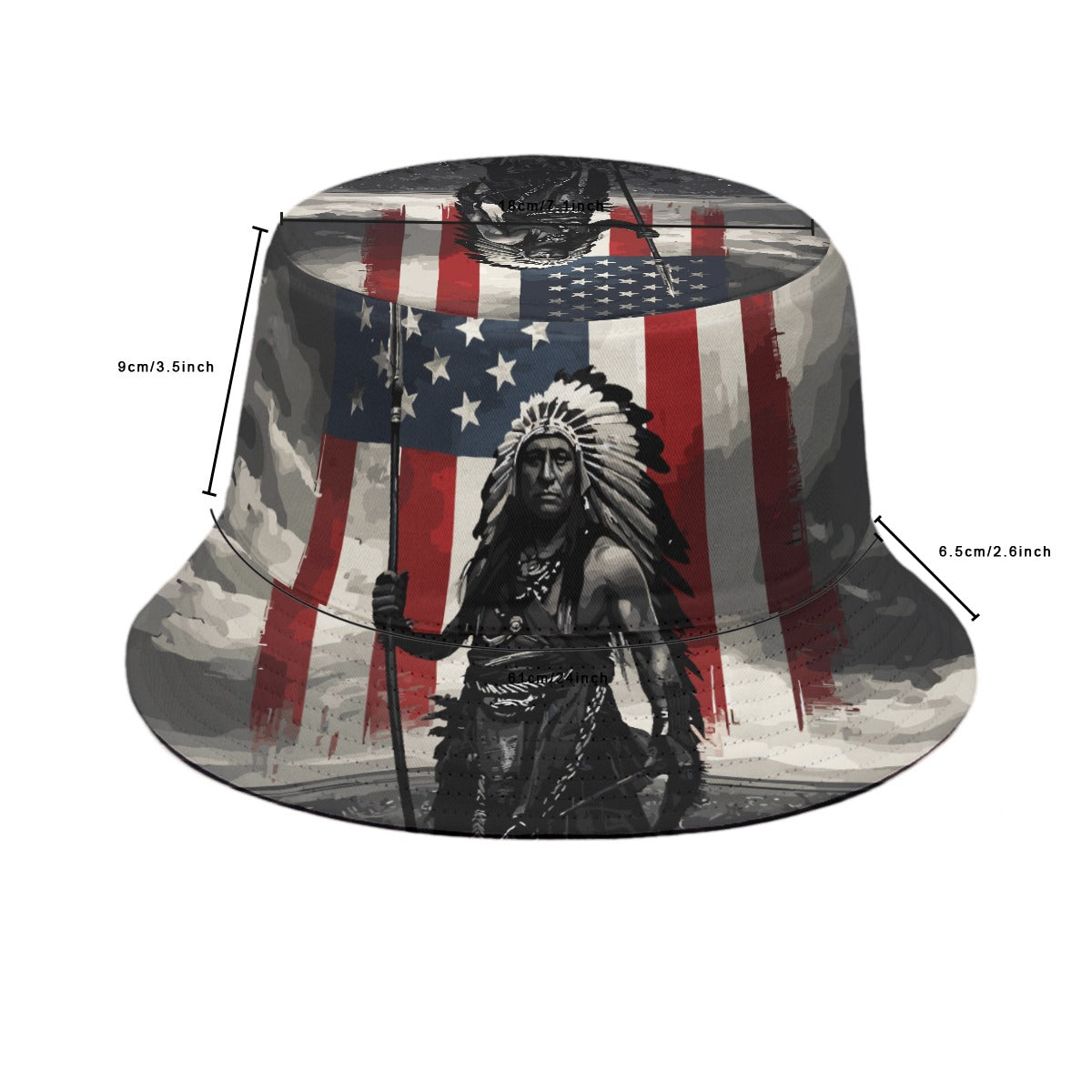 GIP Apparel Bucket Hat with Native American Flag Print - Stylish Streetwear for Nightlife & Parties