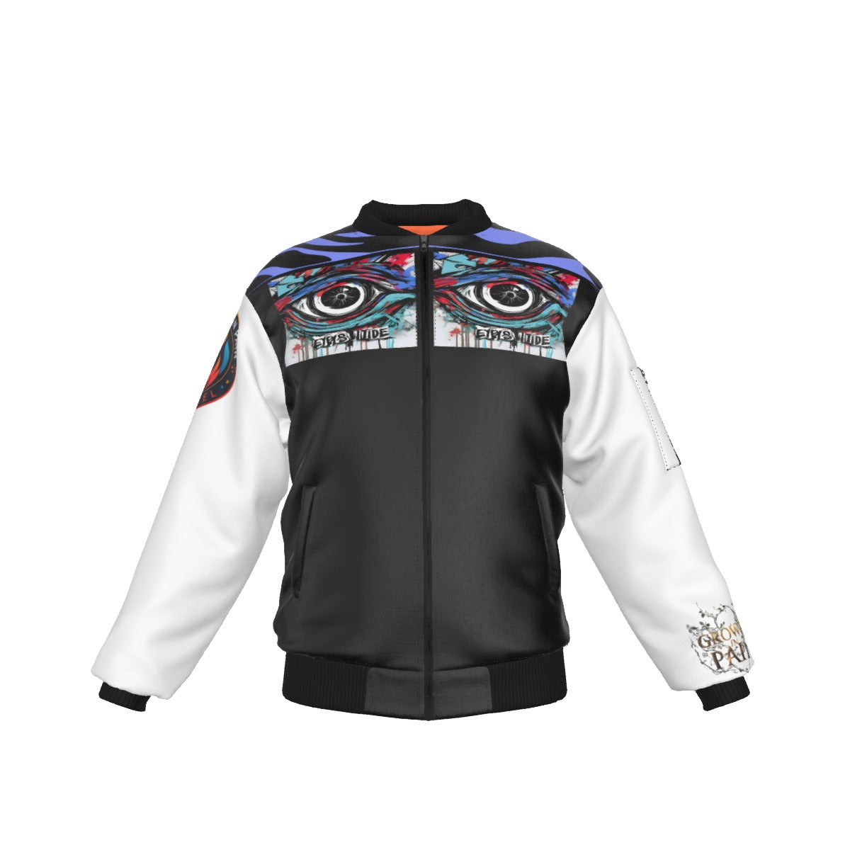 GIP Apparel Men's Bomber Jacket "Eyes Wide" - Windproof Street Print Jacket