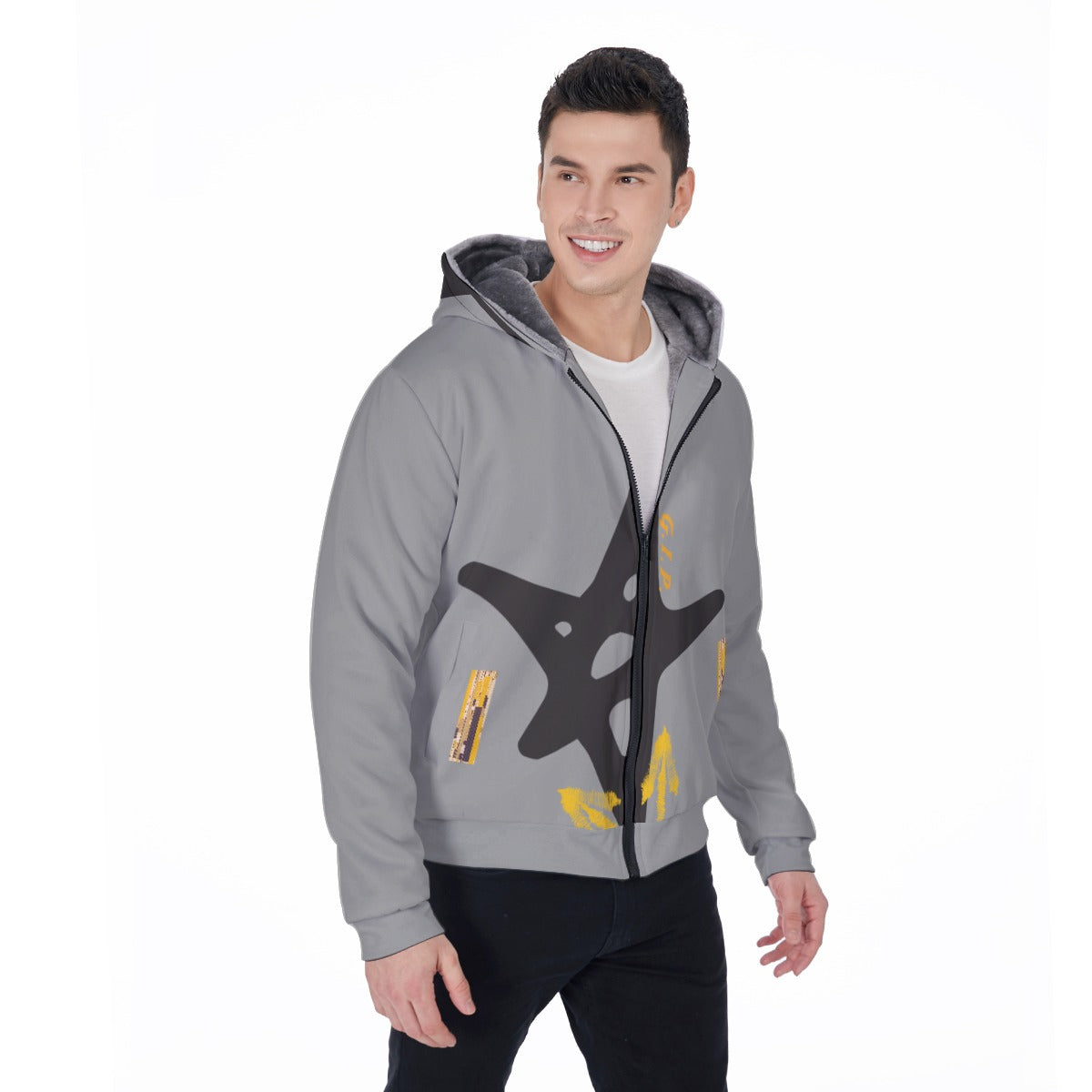 Growth In Pain Apparel Men's Warm Sherpa Fleece Zip Up Hoodie - Thick Winter Sweatshirt with Plush L