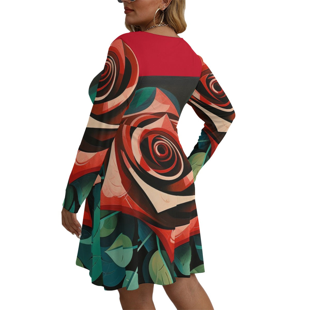 GIP Apparel Women's V-neck Long Sleeve Dress Plus Size - Soft Comfort Fit Beach Day & Nightlife