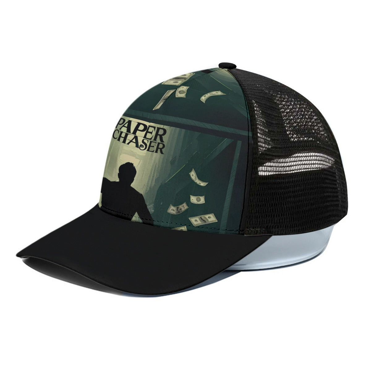 GIP Apparel Unisex Trucker Hat With Black Half-mesh "Paper Chaser"