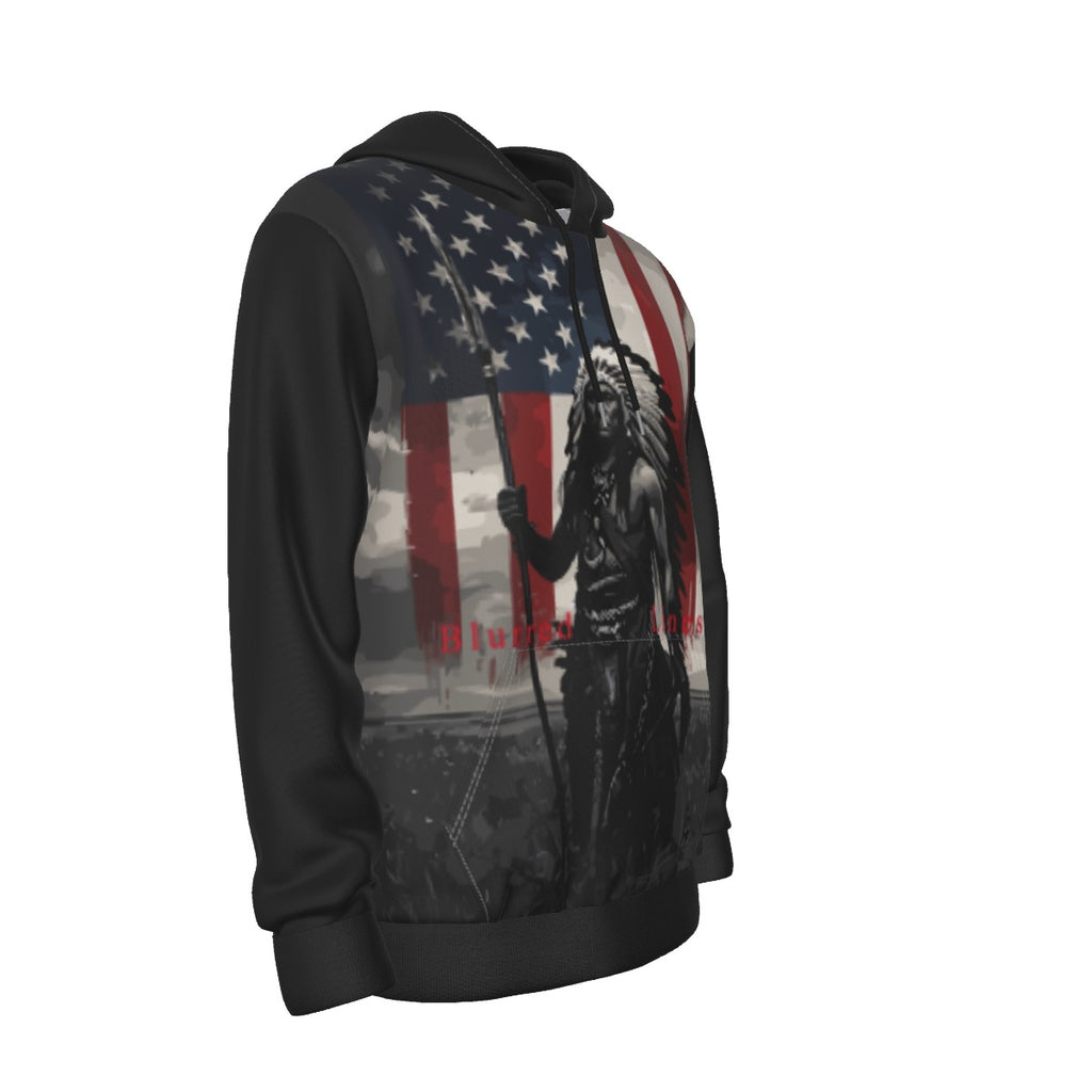 Growth In Pain Apparel Men's Pullover Hoodie - 'Blurred Lines' American Indian Streetwear Design