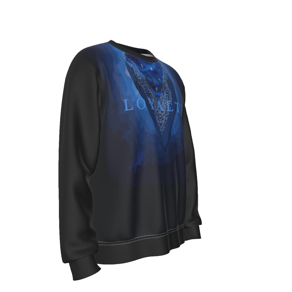 Growth In Pain Apparel "Love and Loyalty" Blue Bandana Print Crewneck Sweatshirt