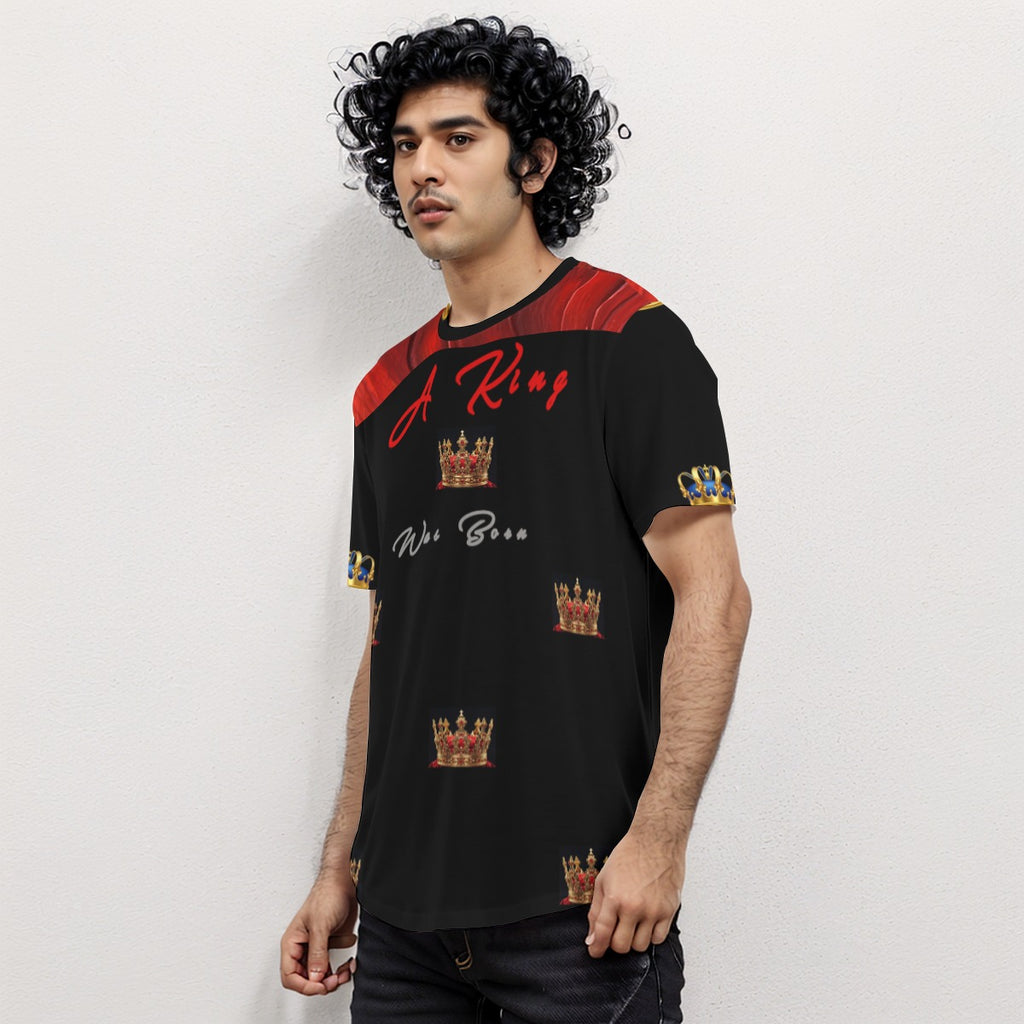 Growth In Pain Apparel Men's Short Sleeve T-Shirt with Rounded Hem - 'A King Was Born' Streetwear Design