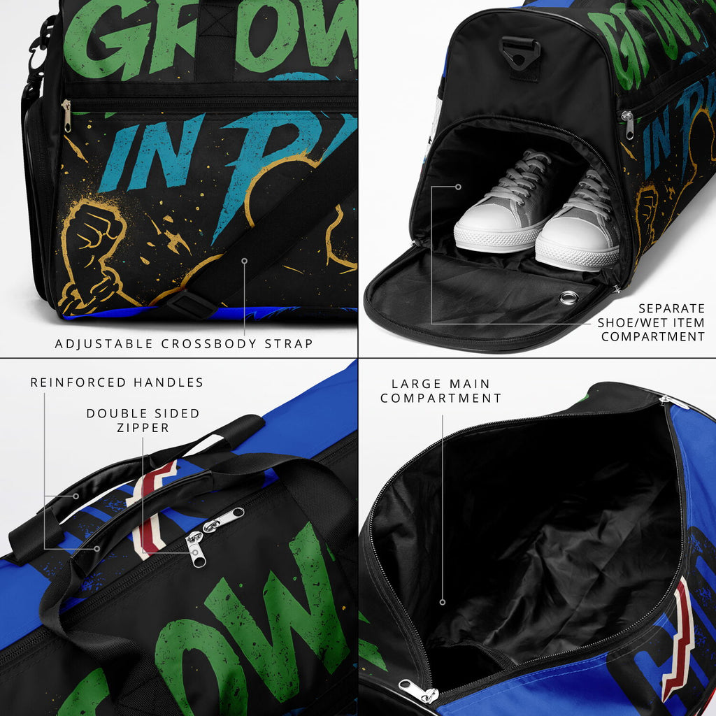 Growth In Pain "Blue Bottom" Crossbody Gym Bag - AOP